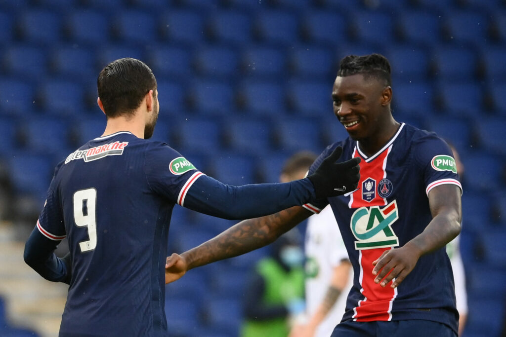 Mauro Icardi (links) und Moise Kean (rechts) hier zu gemeinsamen Zeiten bei Paris Saint-Germain