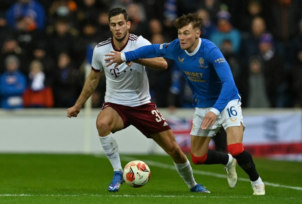 Nathan Patterson in einem Europa-League-Spiel für die Glasgow Rangers