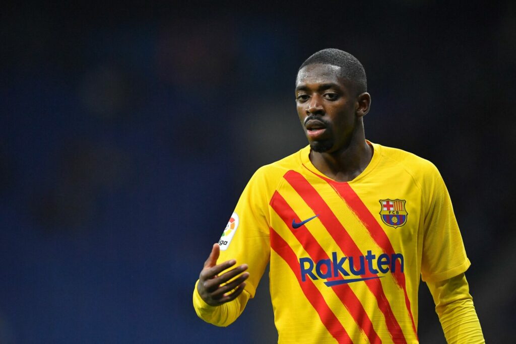 Transferticker: Ousmane Dembélé vom FC Barcelona gestikuliert.