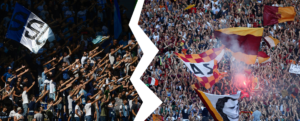 Lazio Fans gegen Roma Fans Derby della Capitale