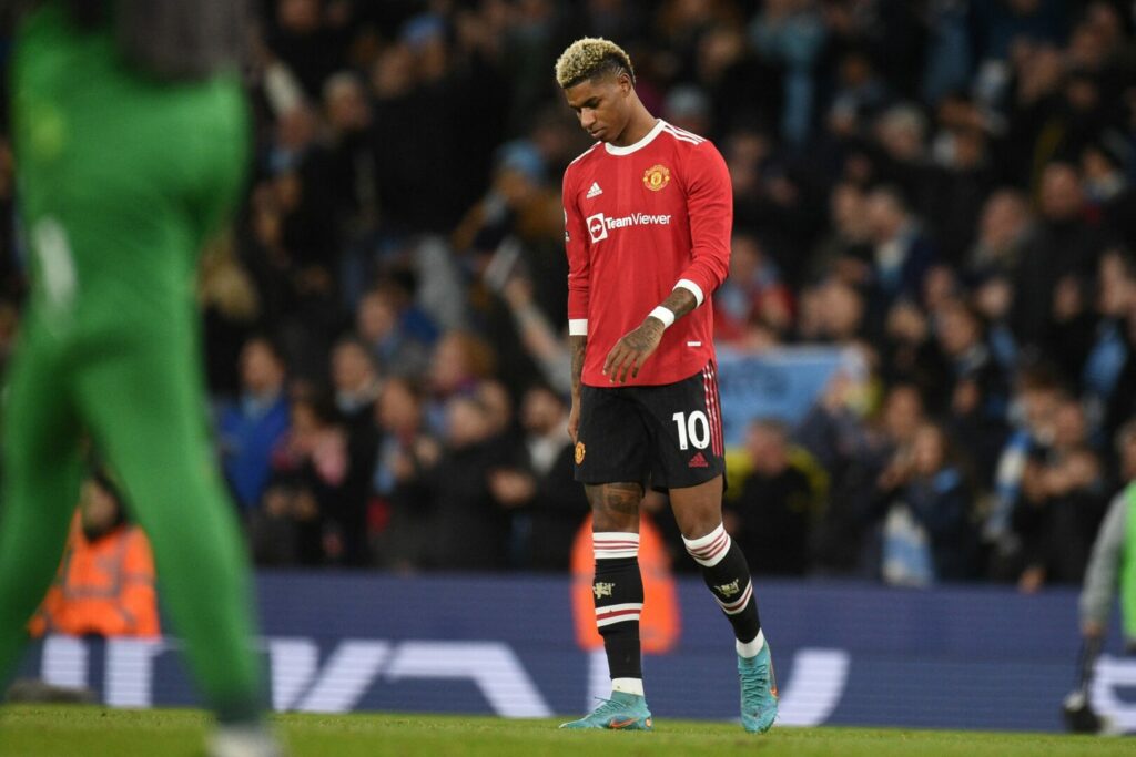 Marcus Rashford von manchester United ist enttäuscht.