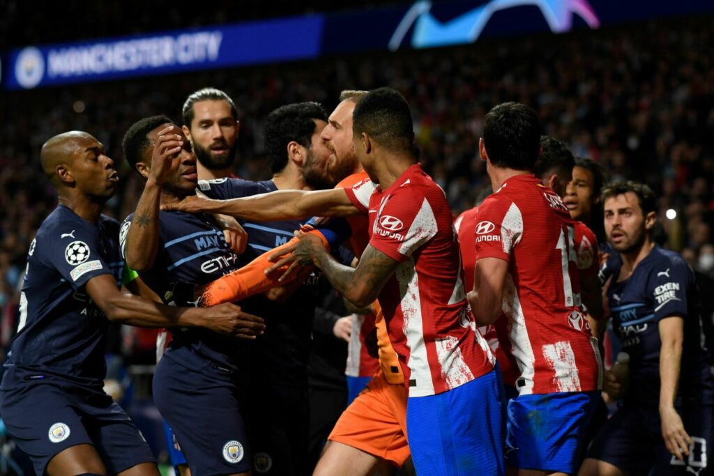 Tumultartige Szenen zwischen den Spielern von Atletico Madrid und Manchester City