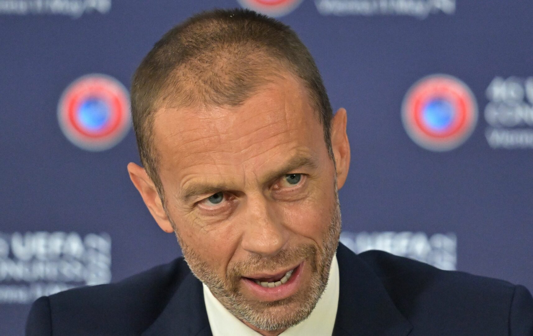 UEFA-Präsident Aleksander Ceferin auf der Pressekonferenz am Mittwoch