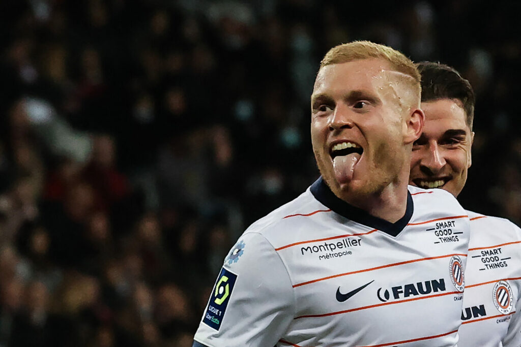 Schalke 04 verpflichtet Florent Mollet. hier bejubelt er einen Treffer für Montpellier
