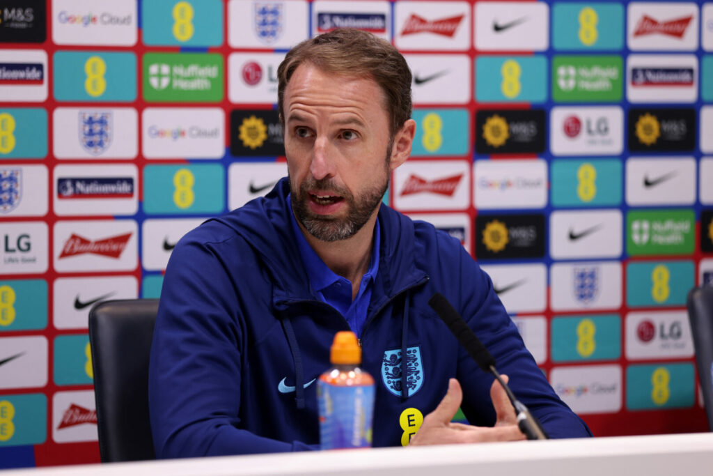 Gareth Southgate bei der Pressekonferenz vor dem Spiel England gegen Deutschland