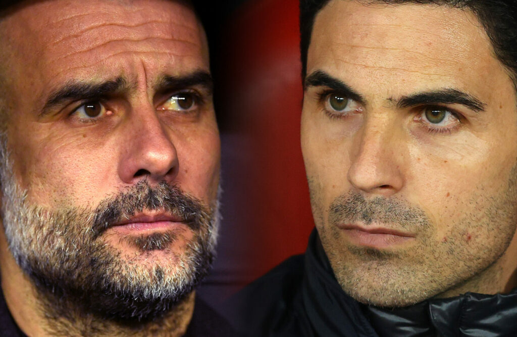 Pep Guardiola (links) und Mikel Arteta (rechts) liefern sich mit Manchester City und dem FC Arsenal ein Duell um die Meisterschaft in der Premier League.