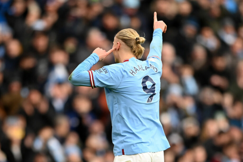 Haaland jubelt über sein Tor für City gegen Wolverhampton