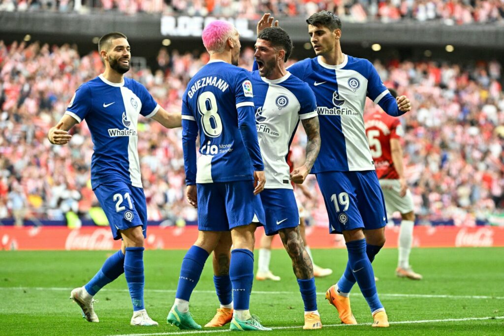 Die Spieler von Atlético Madrid bejubeln den zwischenzeitlichen Ausgleichstreffer