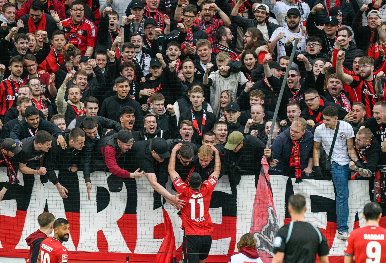 Nadiem Amiri bejubelt seinen Treffer.