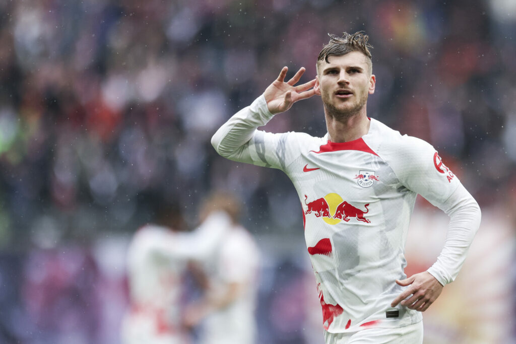 Timo Werner im Trikot von RB Leipzig beim Jubel.