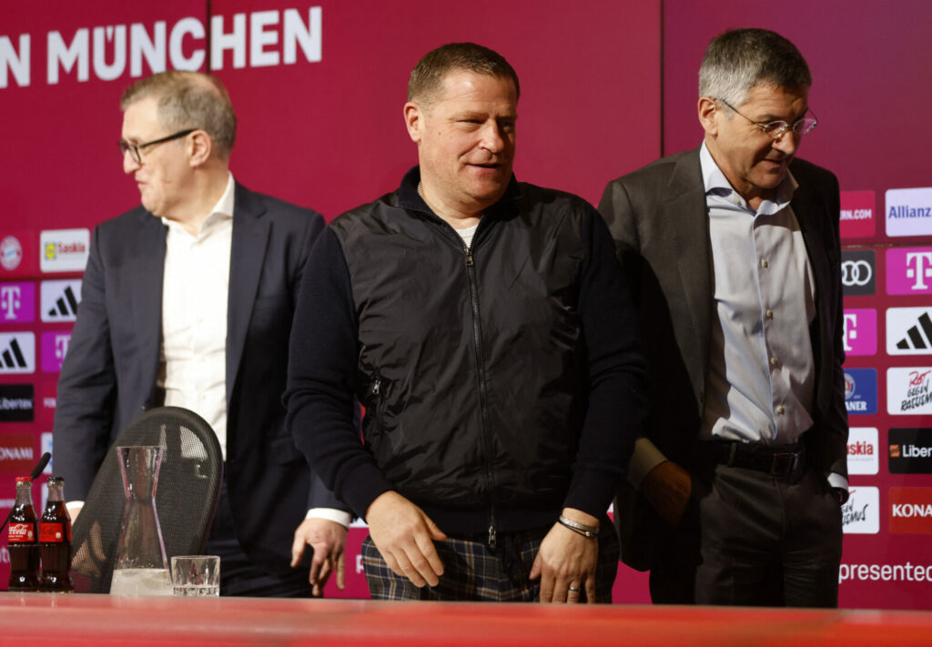 Jan -Christian Dreesen, Max Eberl und Herbert Hainer (FC Bayern)
