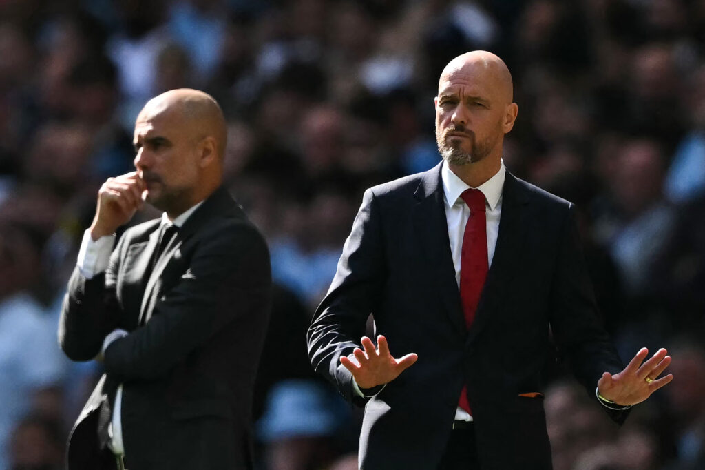 Pep Guardiola und Erik ten Hag stehen sich im Manchester-Derby im Community Shield gegenüber