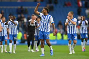 Brighton-Neuzugang Georginio Rutter jubelt beim Sieg über Manchester United