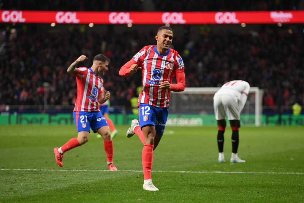 Samuel Lino beim Jubel seines Treffers für Atletico Madrid gegen den FC Sevilla