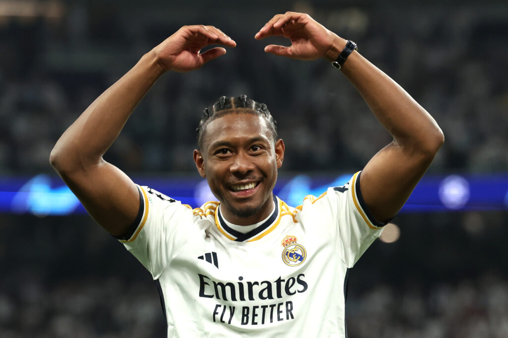 David Alaba jubelt im Real-Trikot