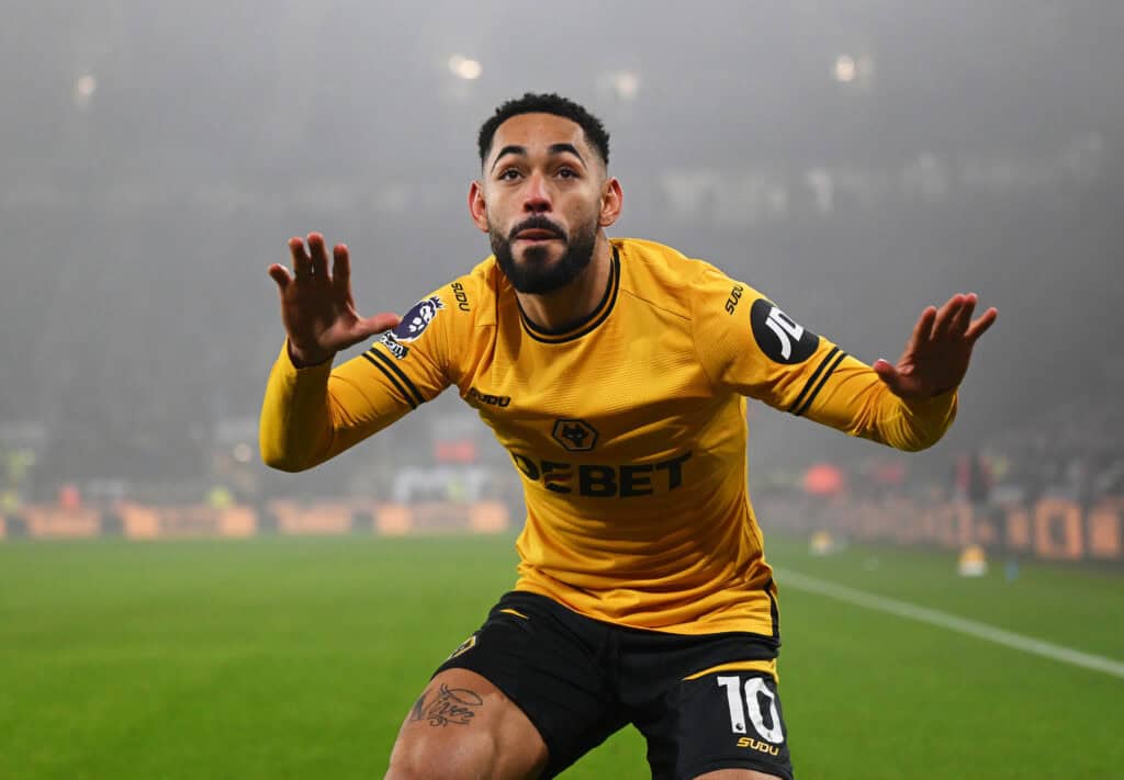 Matheus Cunha von den Wolverhampton Wanderers jubelt