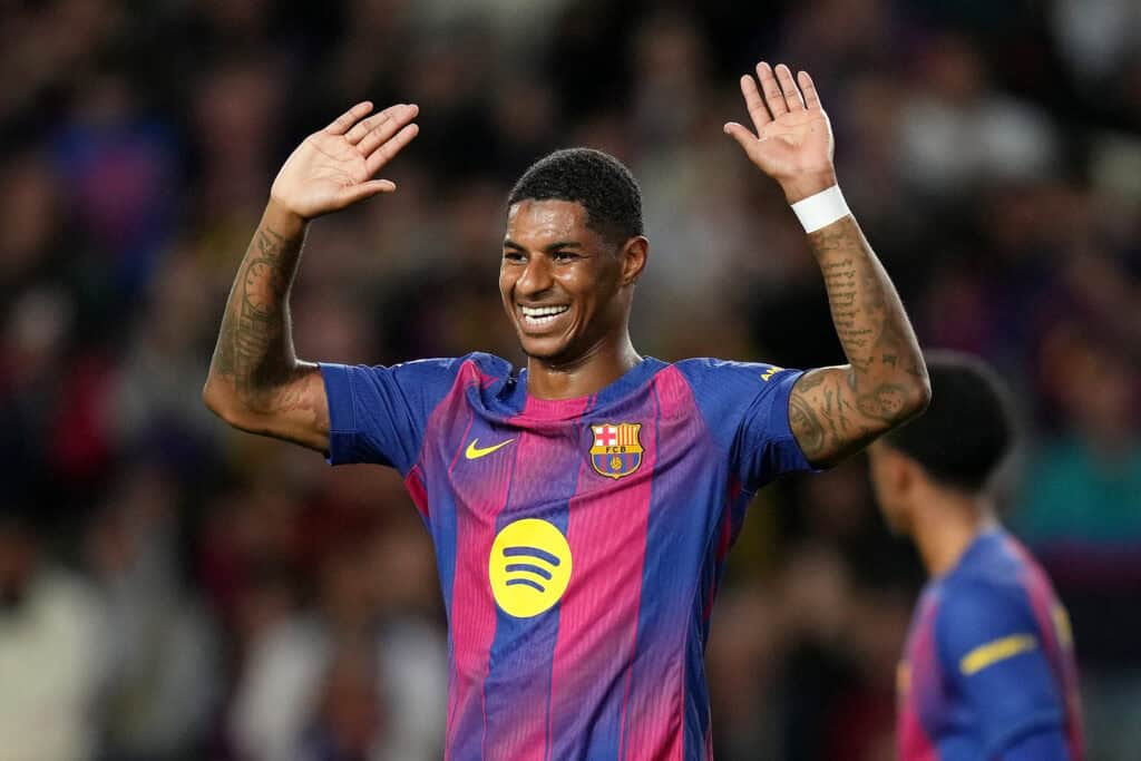Marcus Rashford lacht