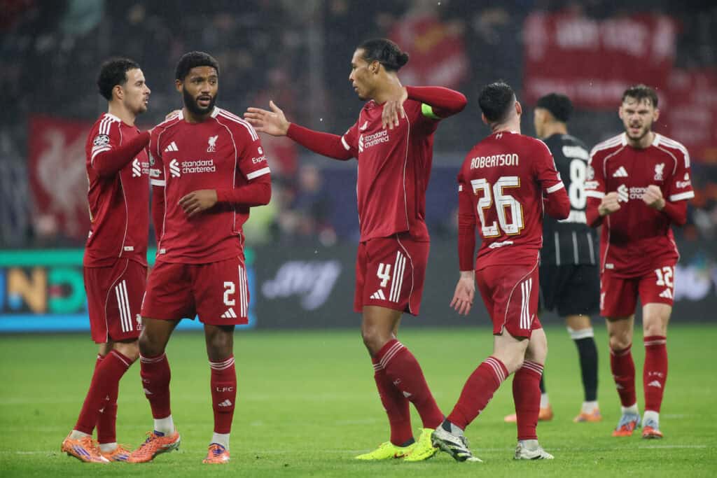 Curtis Jones, Joe Gomez, Andrew Robertson und Virgil van Dijk